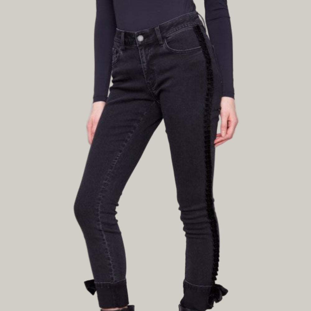 Charlie B - Slim Leg Jeans With Velvet Bow