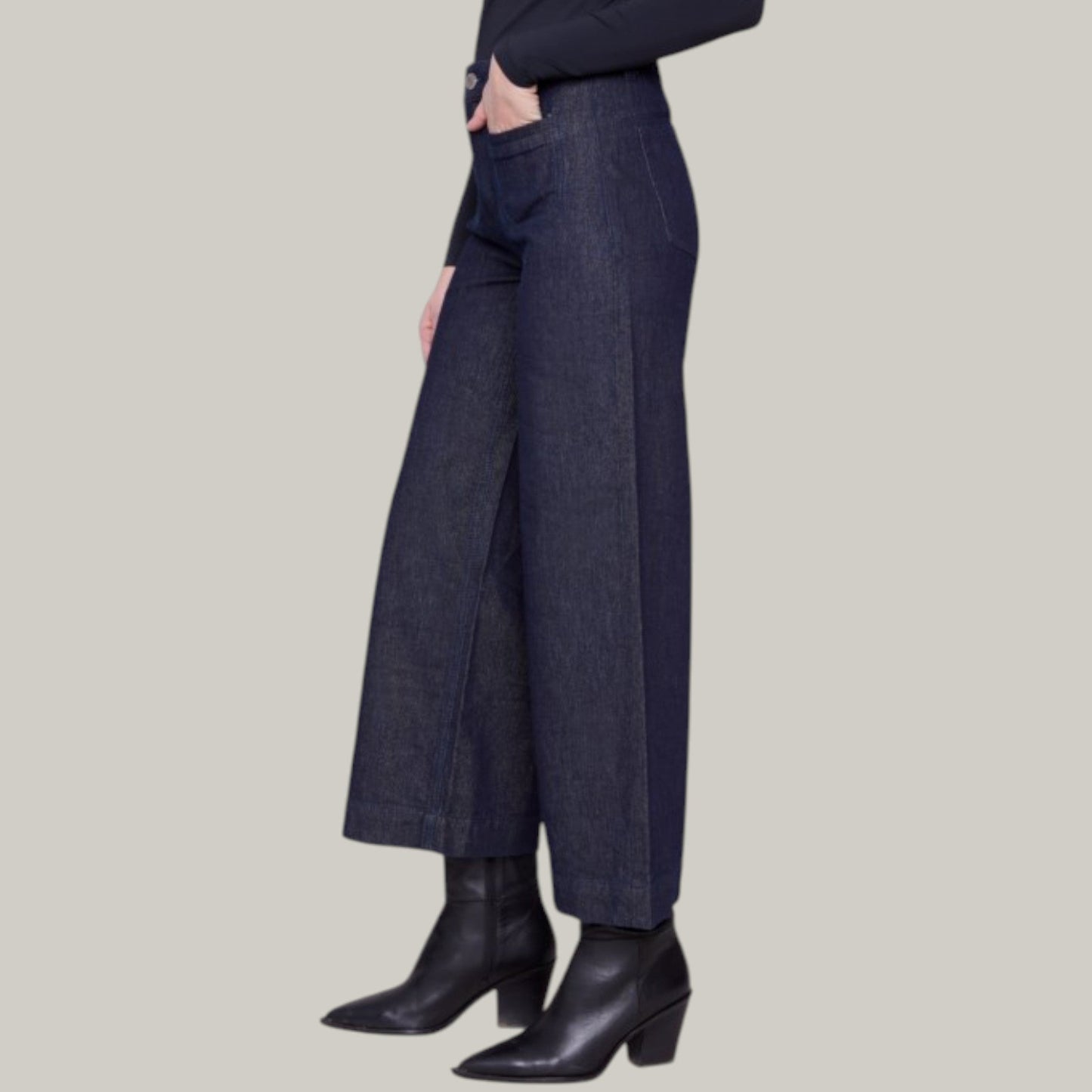 Charlie B - Cropped Flare Patch Pocket Lurex Jeans