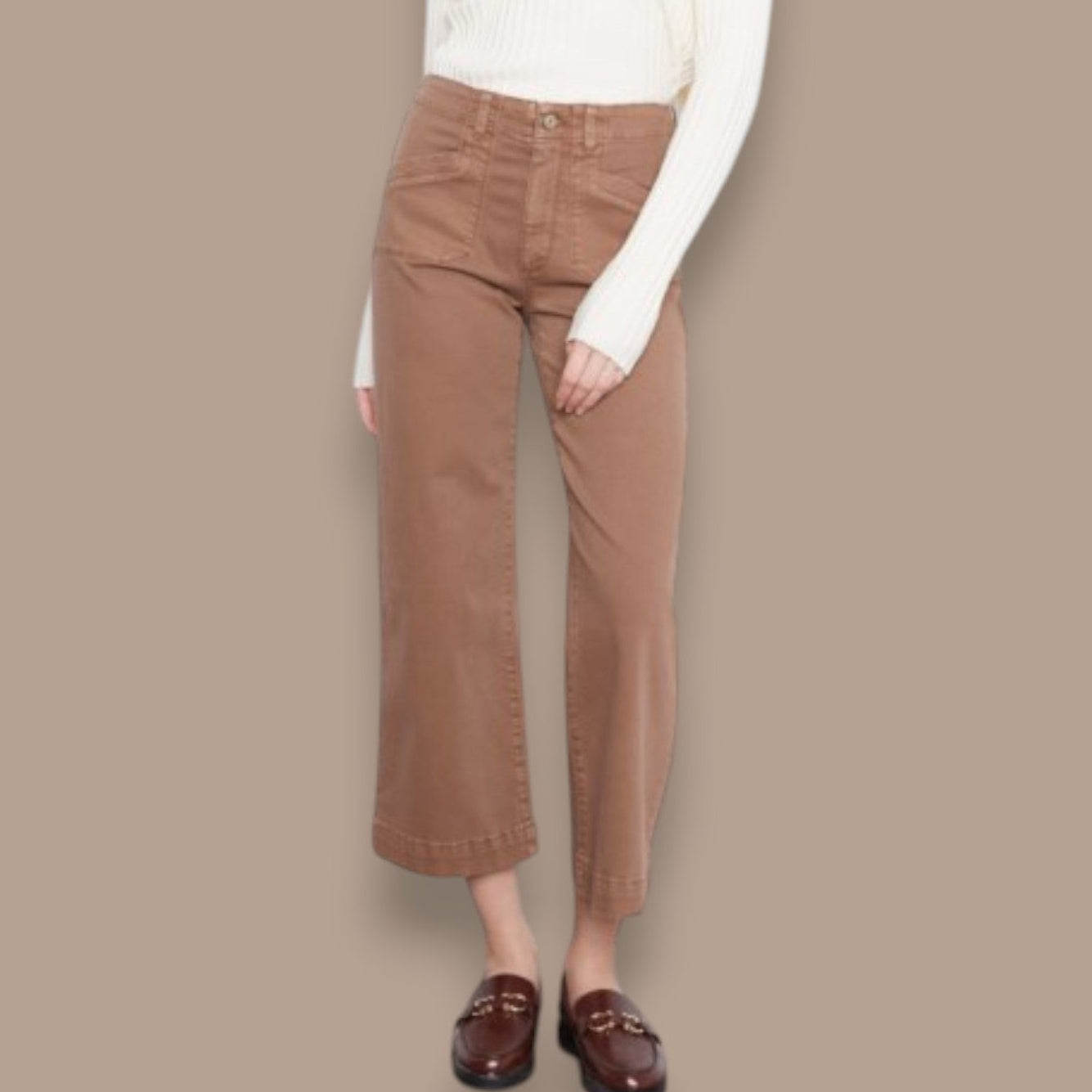 Charlie B - Cropped Wide Leg Twill Pants