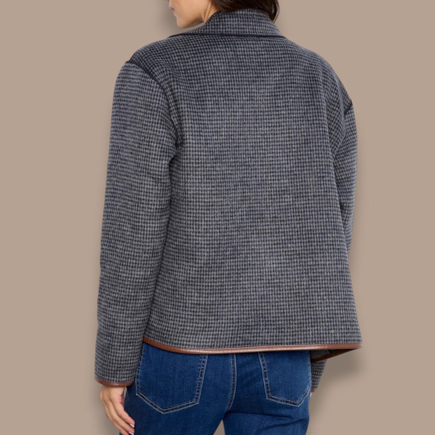Charlie B - Reversible Plaid Jacket With Leather Binding