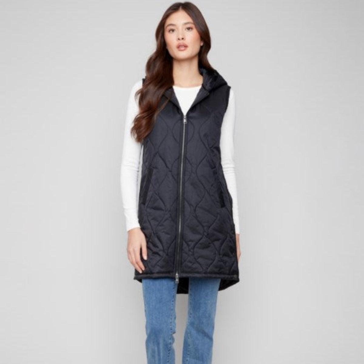 Charlie B - Pearlized Long Hooded Vest