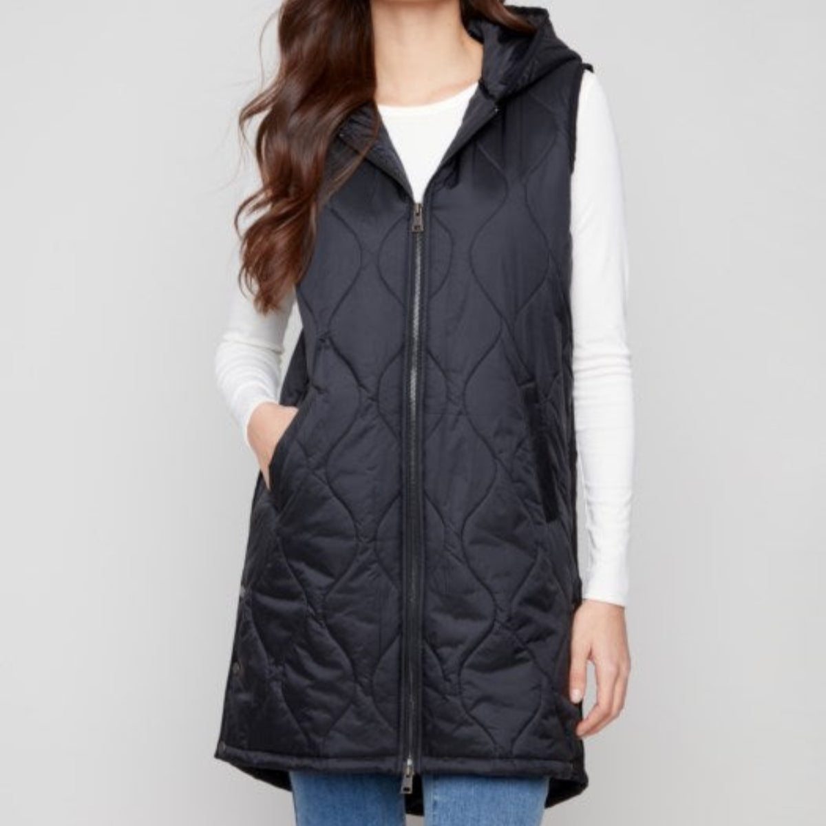 Charlie B - Pearlized Long Hooded Vest