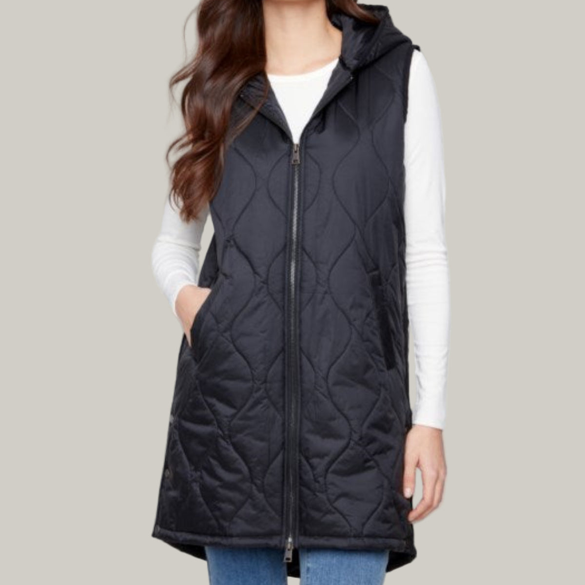Charlie B - Pearlized Long Hooded Vest