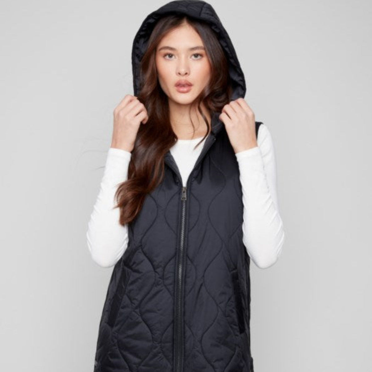 Charlie B - Pearlized Long Hooded Vest