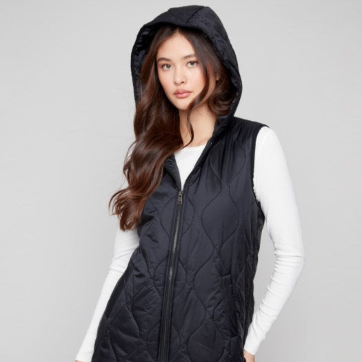 Charlie B - Pearlized Long Hooded Vest