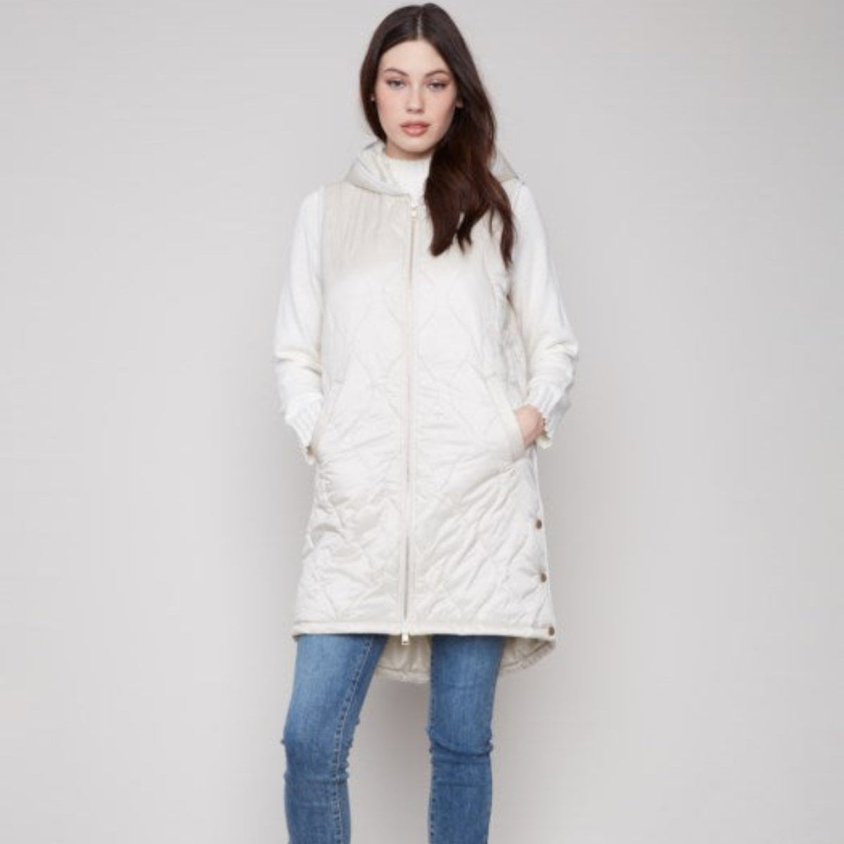 Charlie B - Pearlized Long Hooded Vest