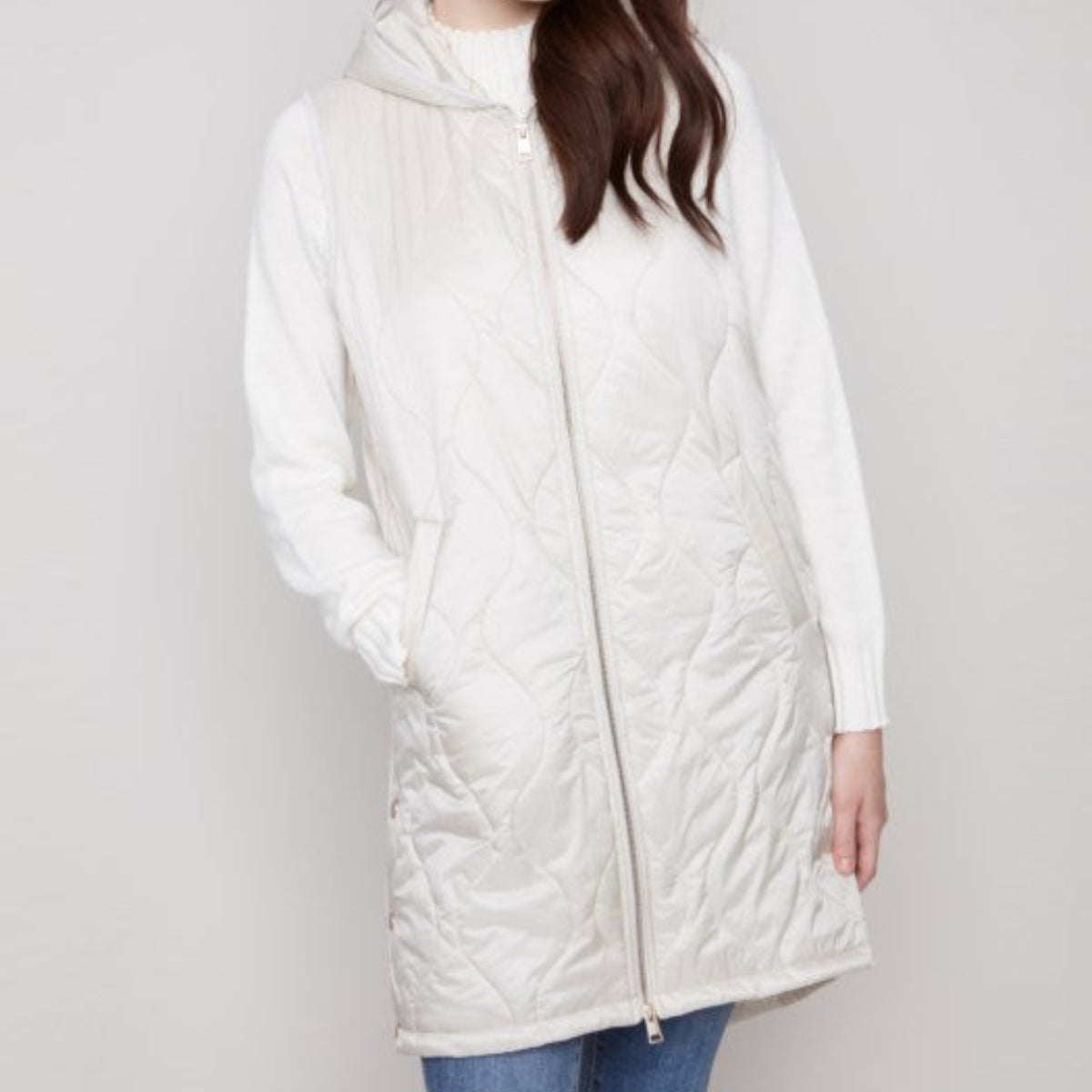 Charlie B - Pearlized Long Hooded Vest