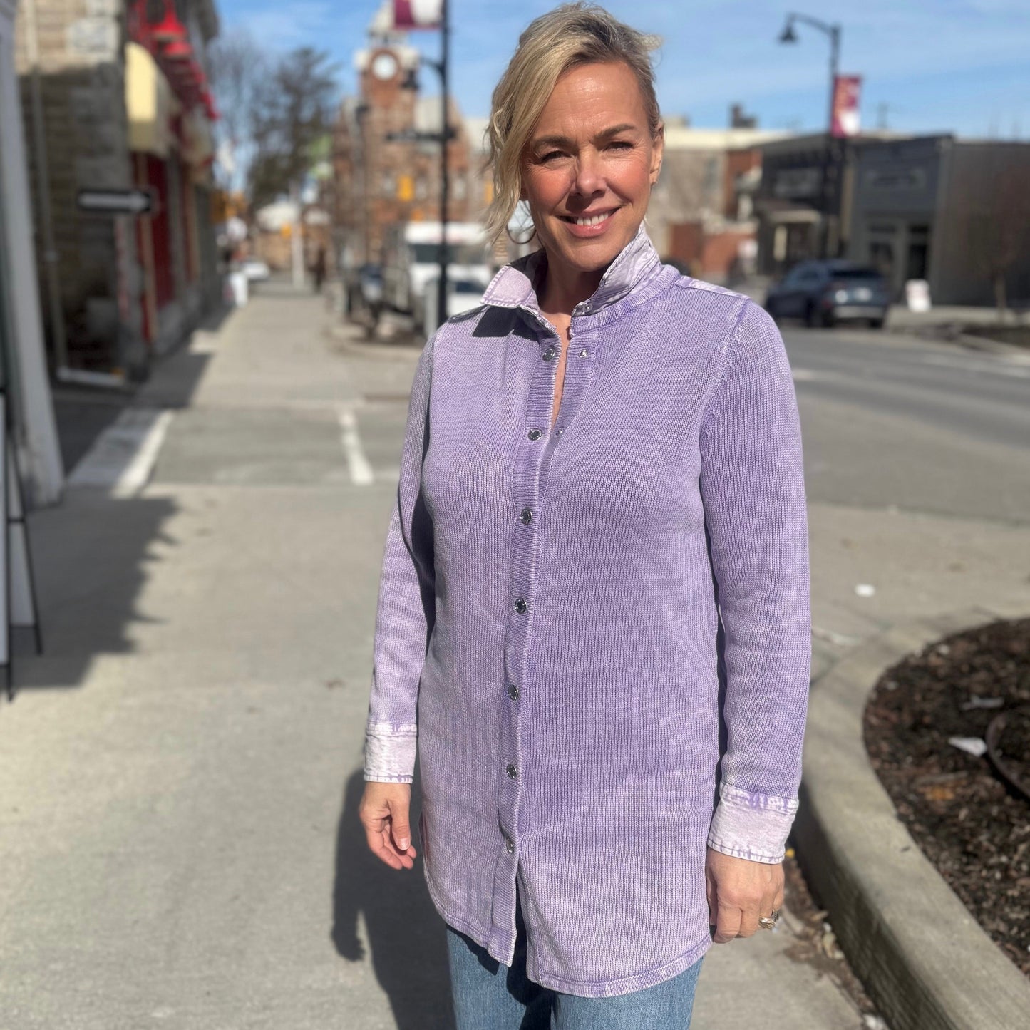 P.B.J. - Denim & Knit Tunic Cardigan Sweater