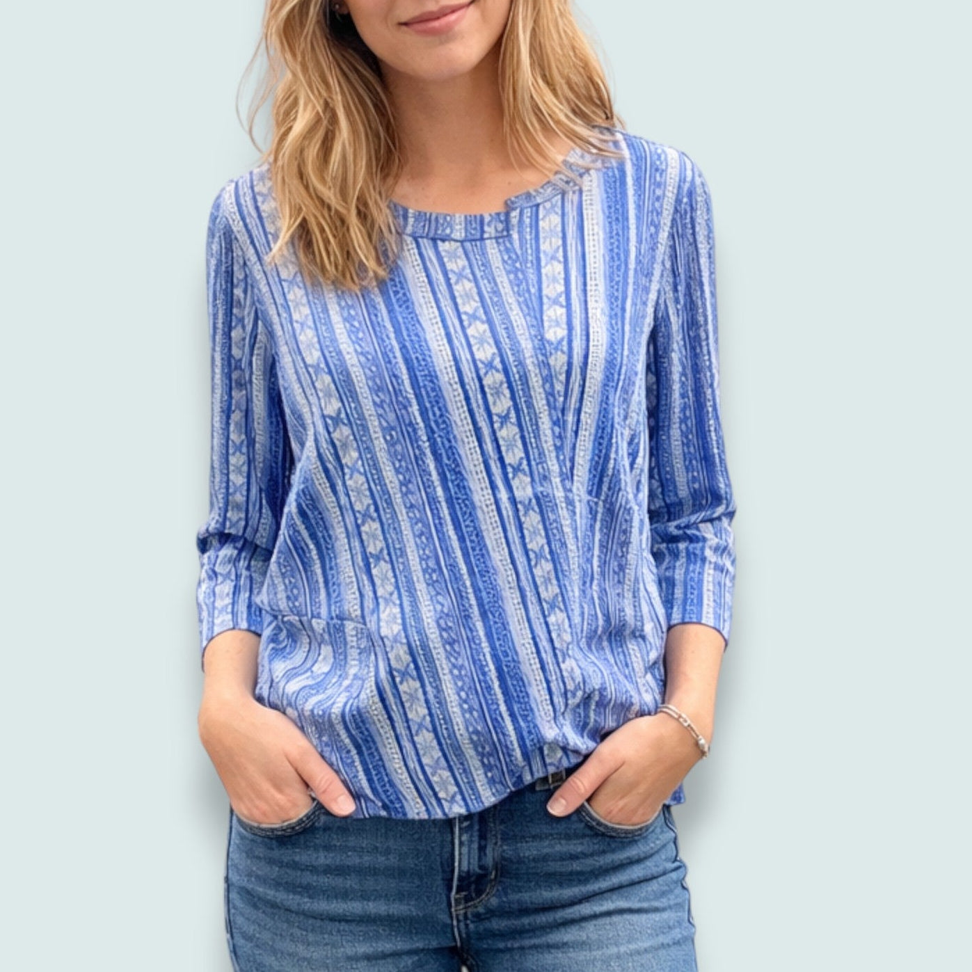 Habitat - Coastal Stripe Overlay Pocket Top