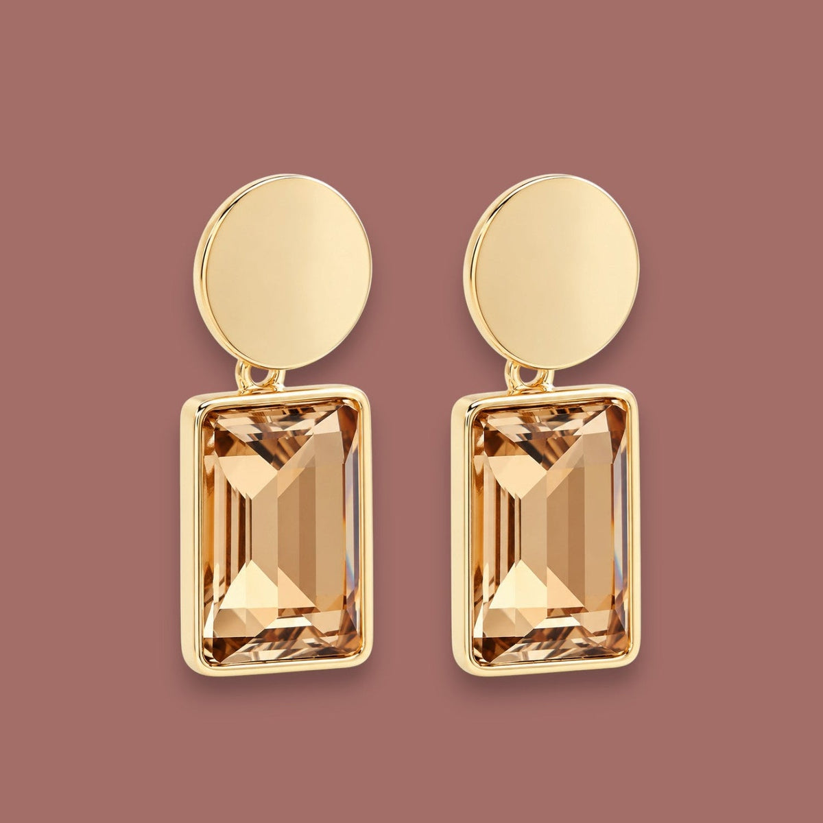 Merx - Faceted Rectangular Stone Drop Earrings