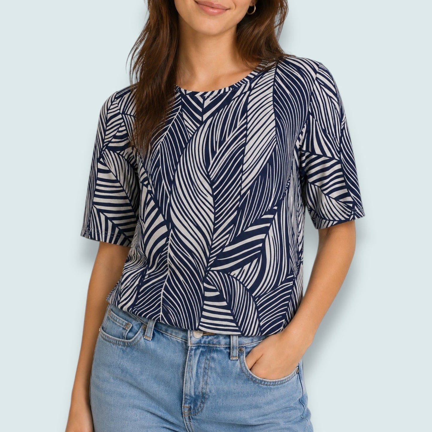 Sunday - Midnight Palm Print Top
