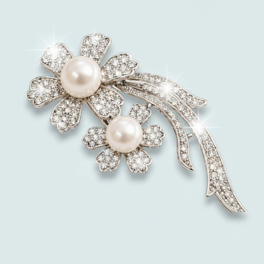 Audrey's - Pearl & Crystal Floral Brooch
