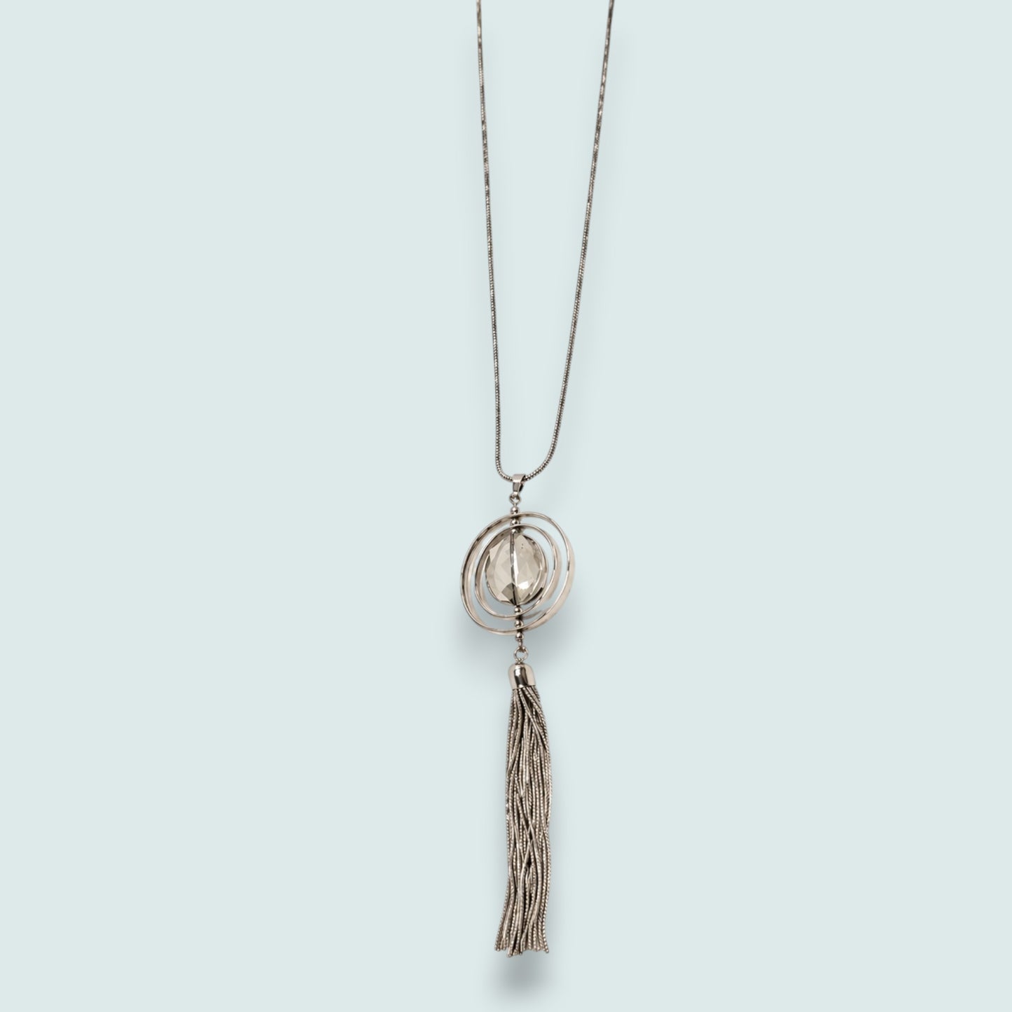 Audrey's - Sculpted Crystal Pendant Tassel Necklace