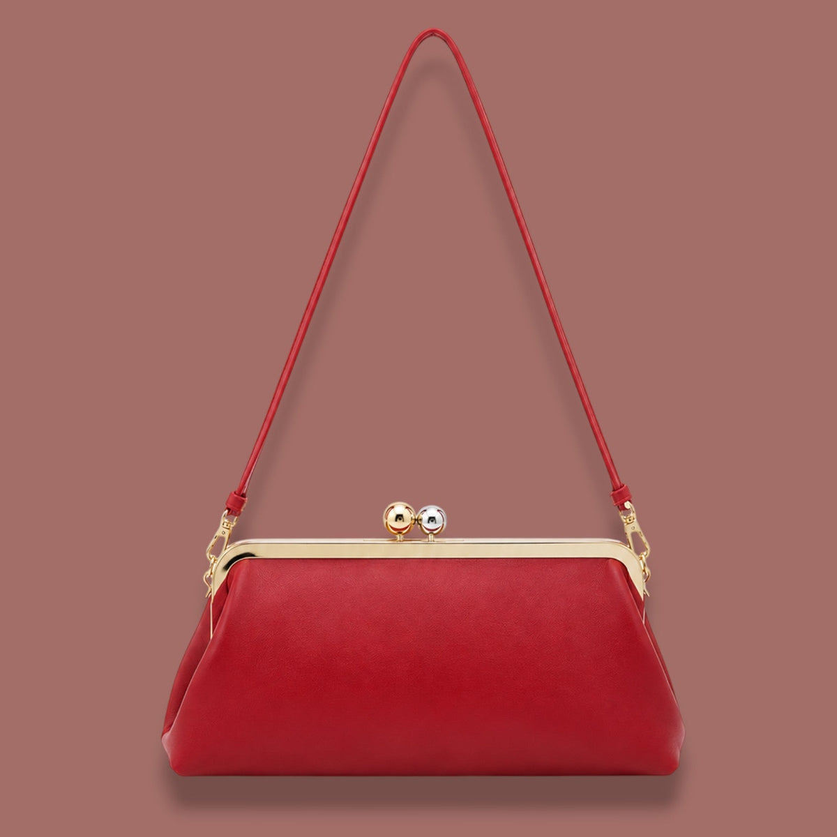 Inzi - Two-Tone Kiss Lock Shoulder Bag