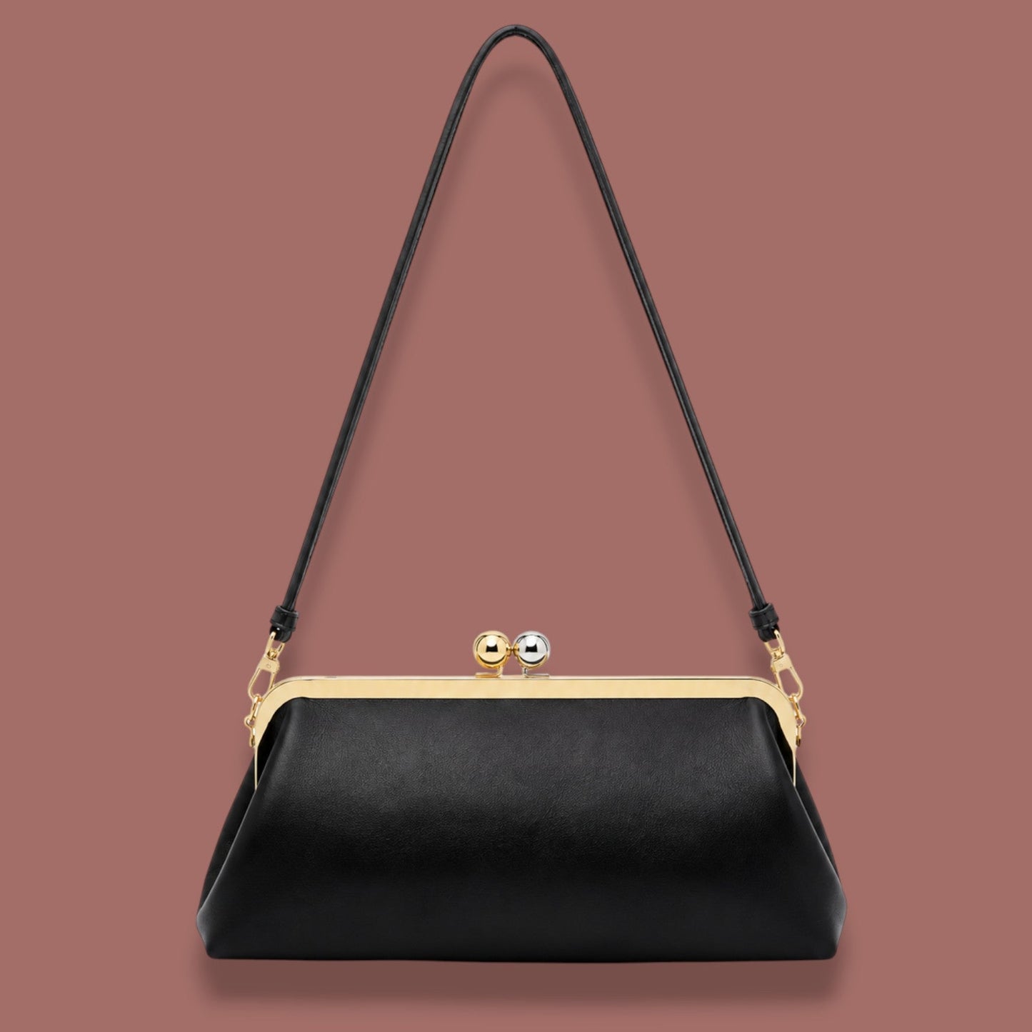Inzi - Two-Tone Kiss Lock Shoulder Bag