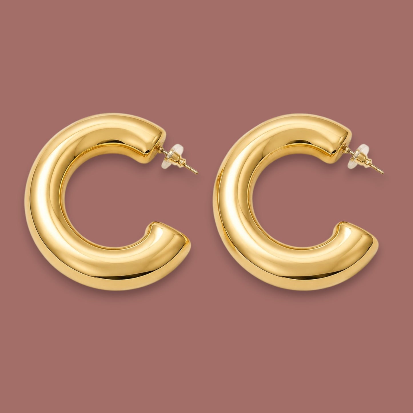 Audrey's - Sculpted Gold Statement Hoops