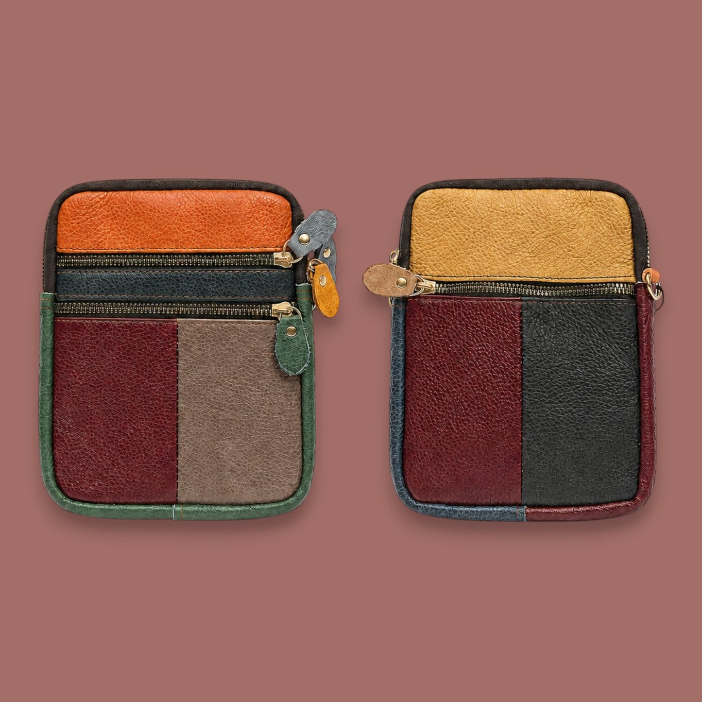 Armoir - Two-Sided Colour Block Leather Crossbody Bag