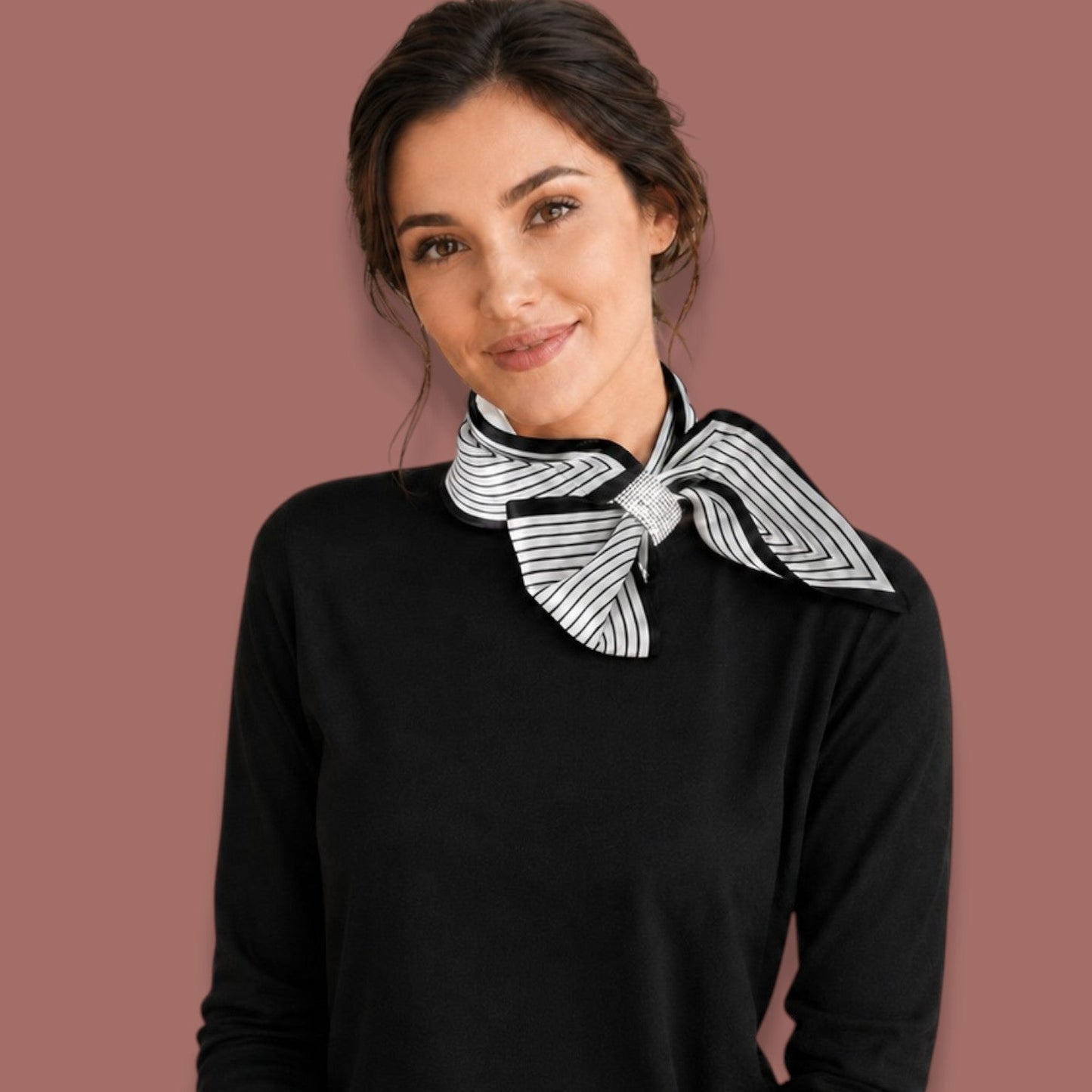 Red Coral - Classic Striped Crystal Scarf