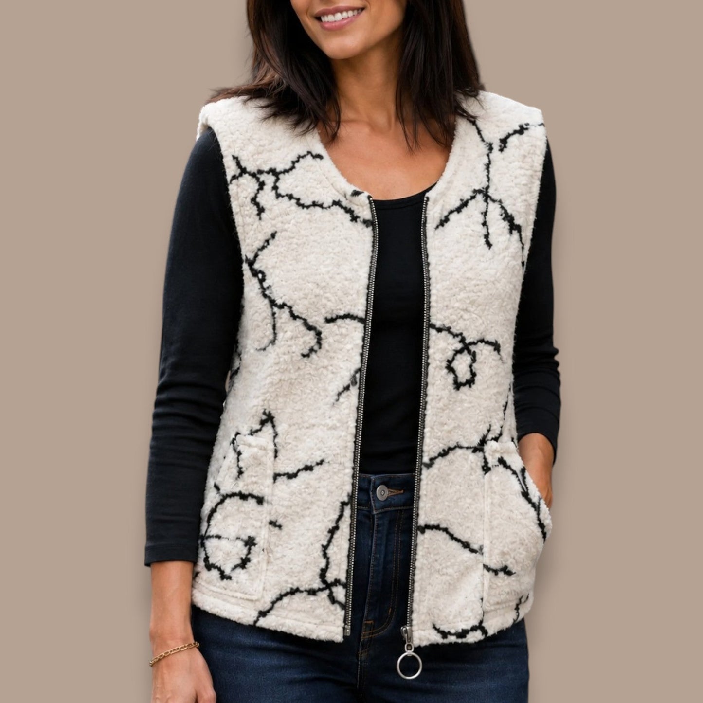 DeVia - Abstract Print Zip-Up Vest