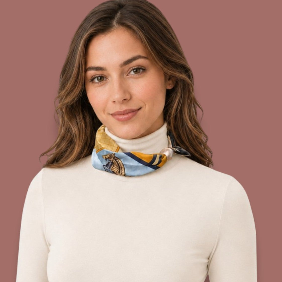 Red Coral - Equestrian Print Neck Scarf