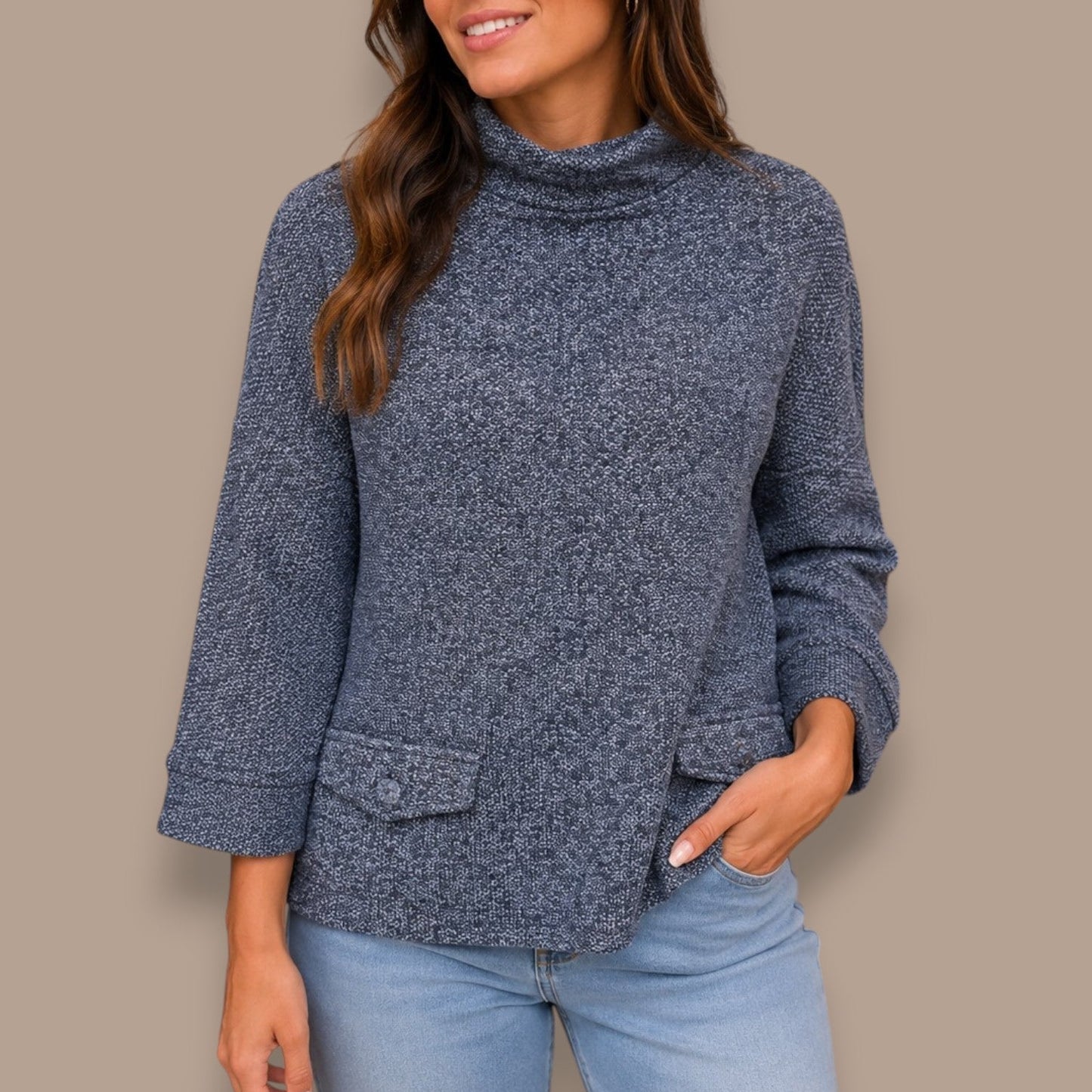 FDJ - Textured Mock Neck Sweater