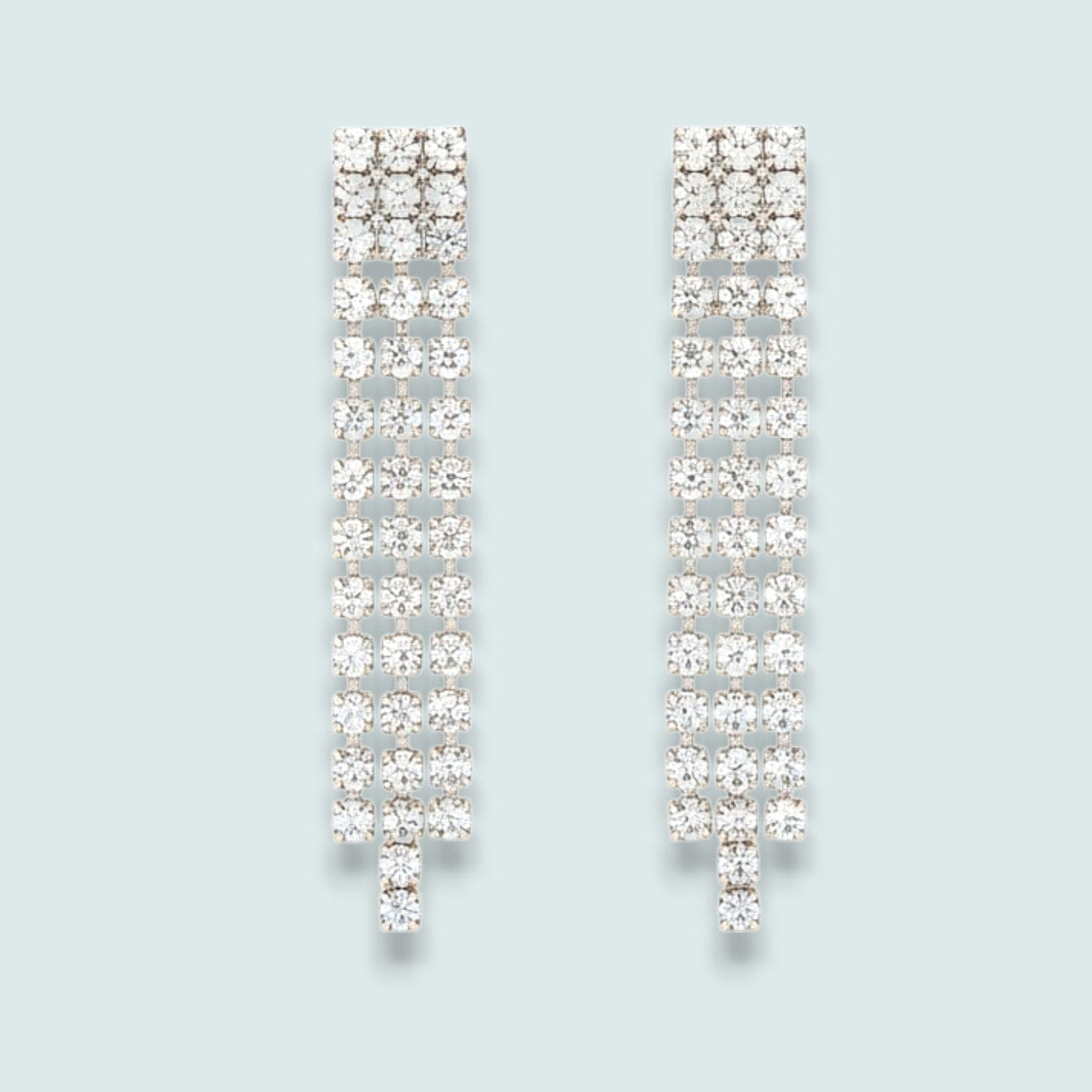 Audrey's - Silver Crystal Cascade Statement Earrings