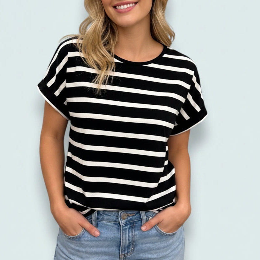 DKR - Striped Batwing Sleeve Top