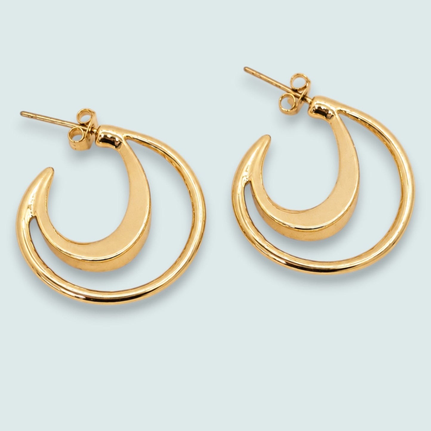 Audrey's - Modern Layered Crescent Hoop Earrings