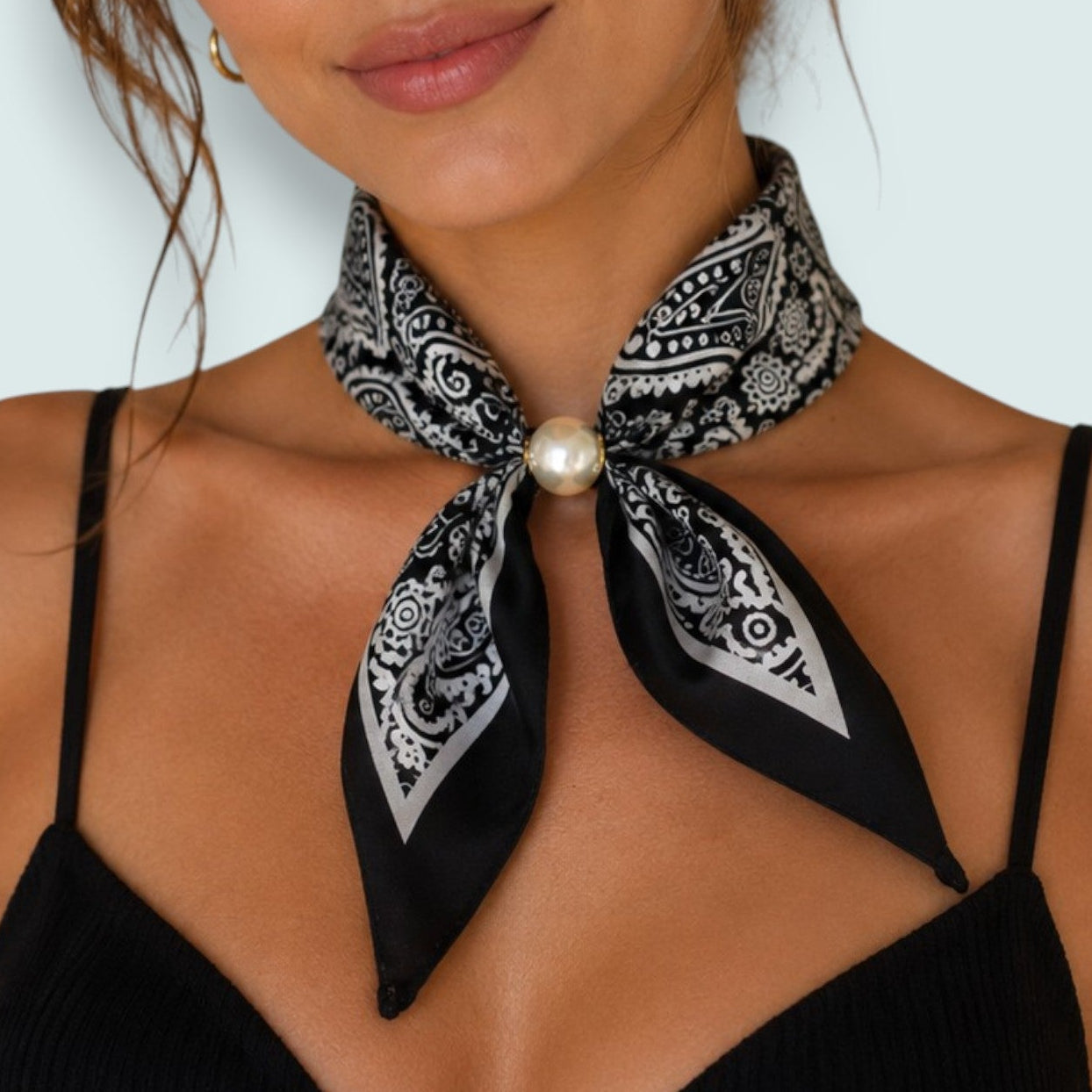 Red Coral - Monochrome Paisley Neck Scarf