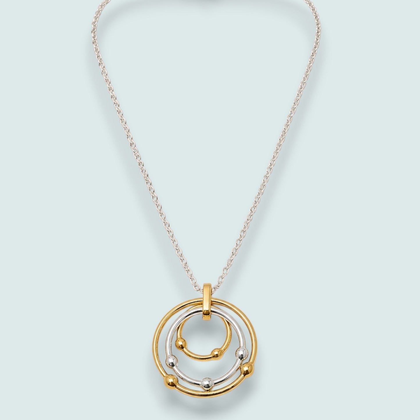 Audrey's - Mixed Metal Circle Pendant Necklace