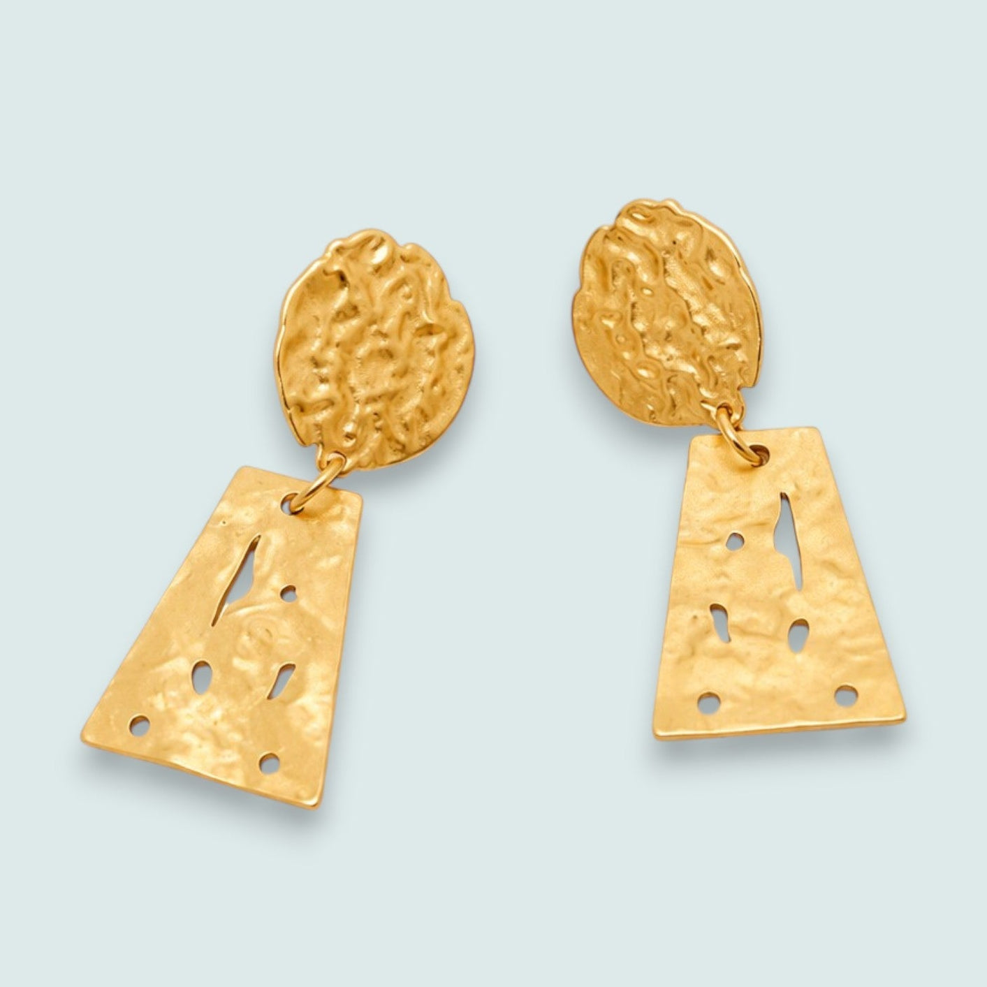 Audrey's - Textured Gold Statement Drop Earrings