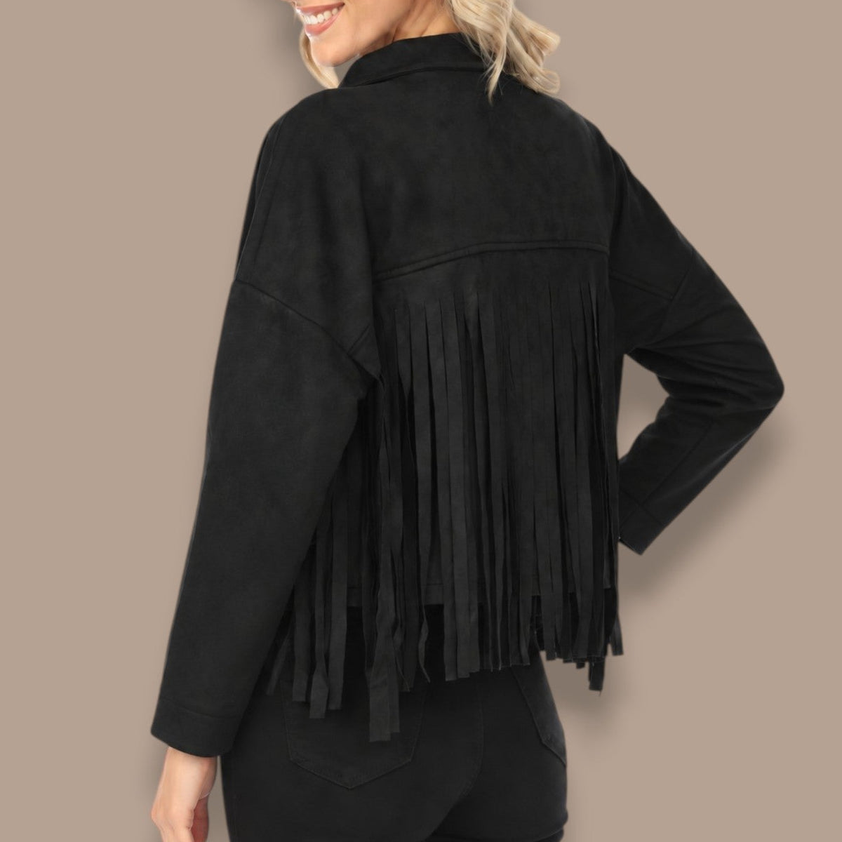 Tango Mango - Faux Suede Fringe Jacket