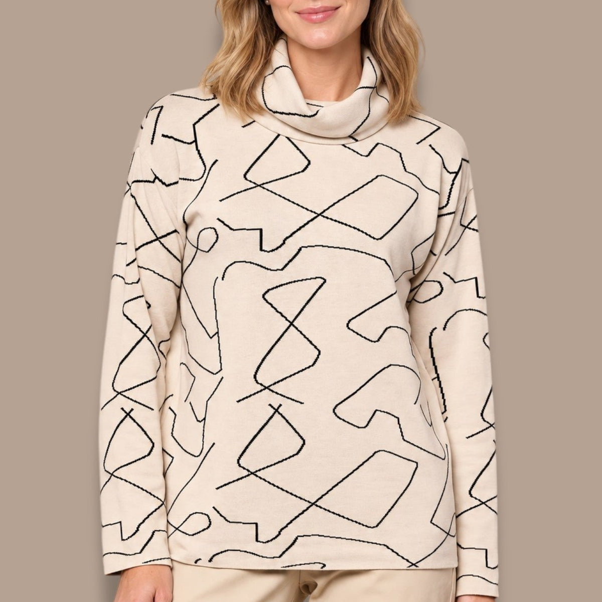Sunday - Abstract Print Cowl-Neck Top