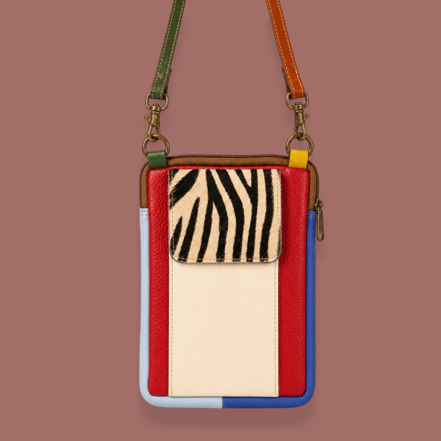 Armoir - Zebra Patchwork Leather Crossbody Bag