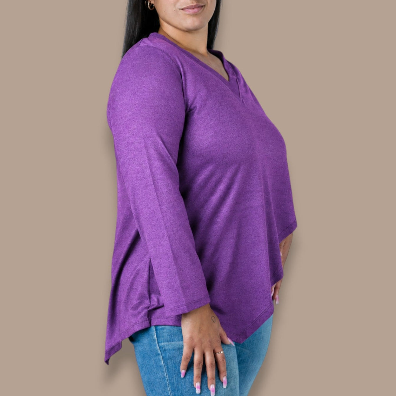 Black LABB - Asymmetrical V-Neck Overlay Top