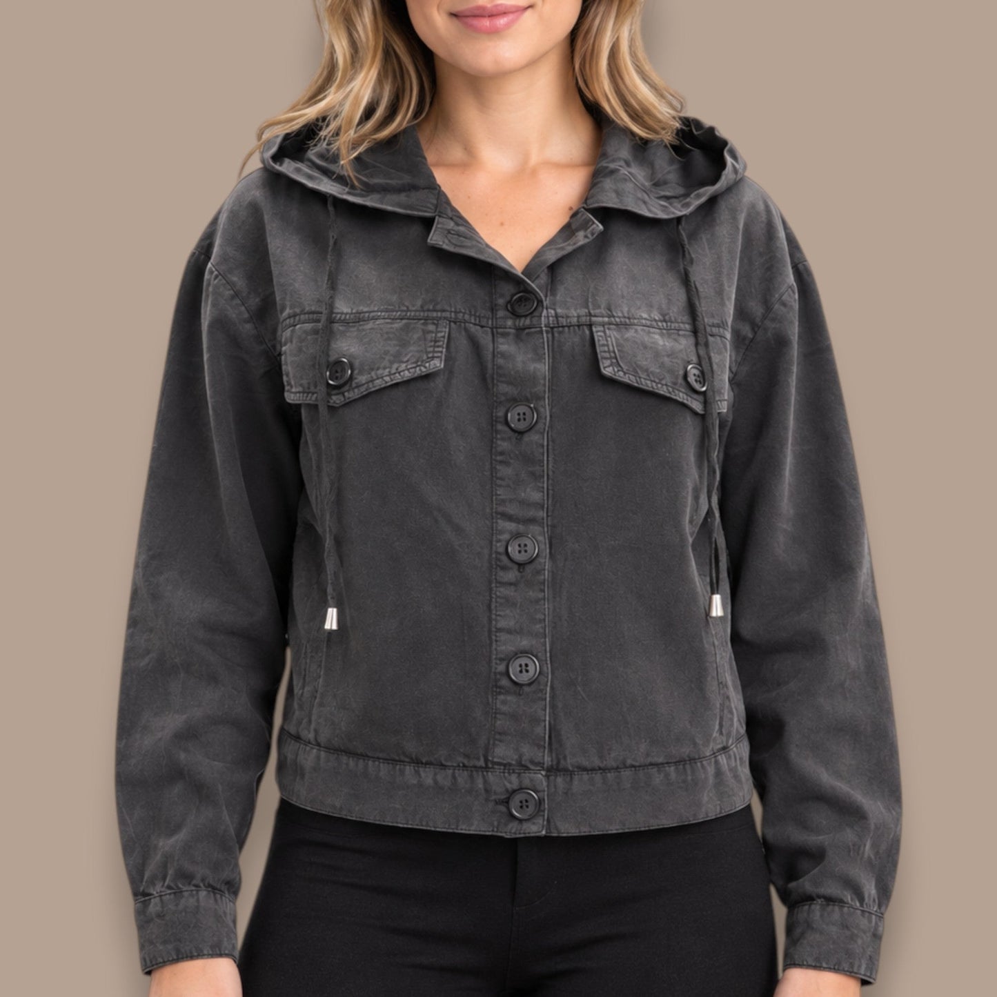 Tango Mango - Lightweight Hooded Button-Front Top