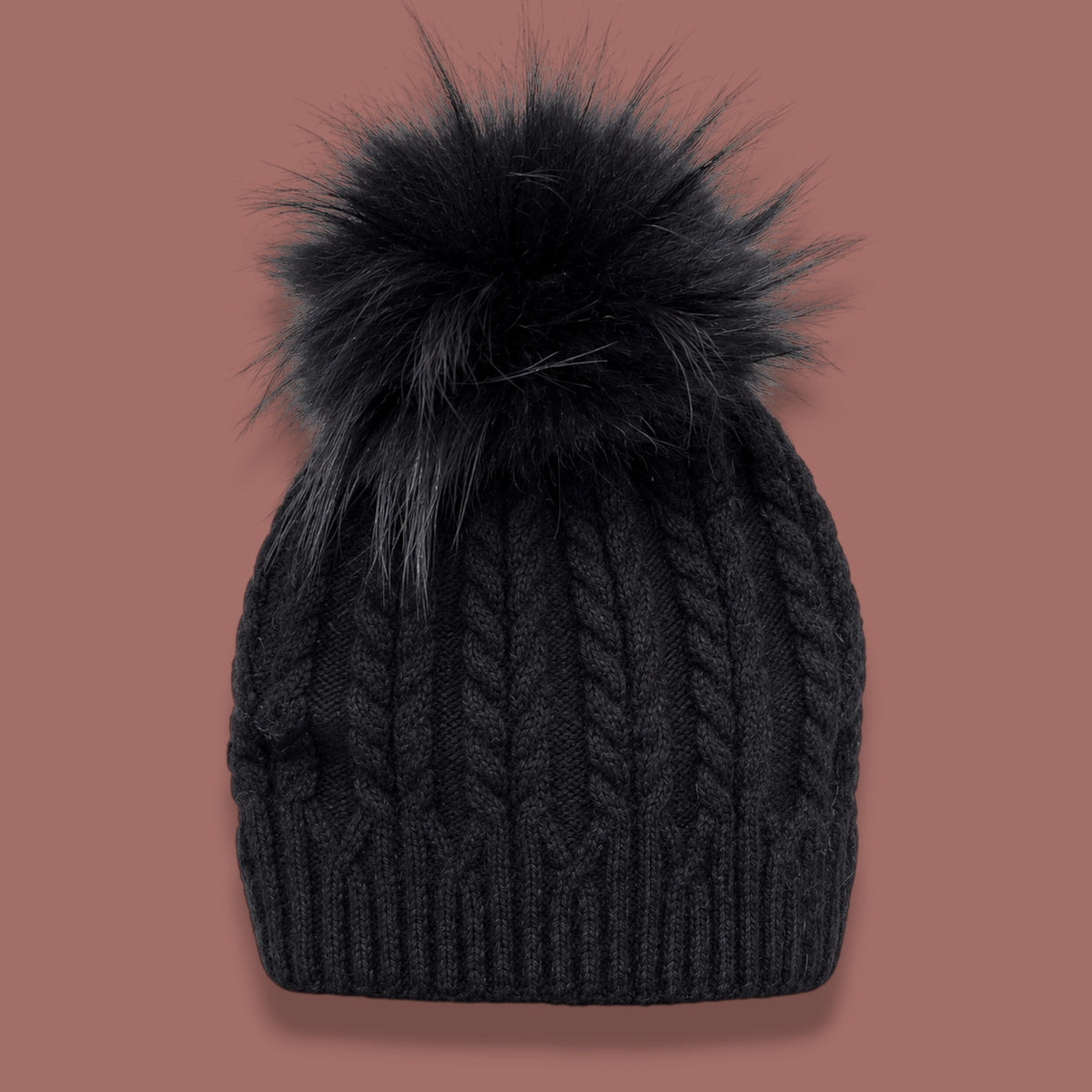 Audrey's - Cable-Knit Hat With Removable Pom-Pom