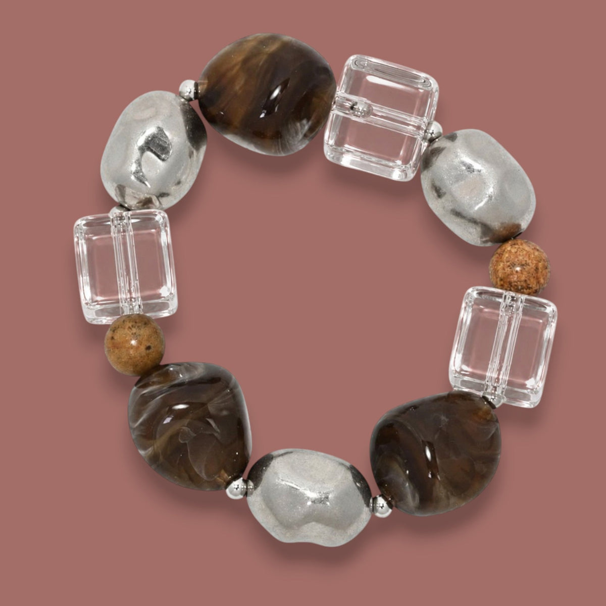 Merx - Marbled and Clear Bead Bracelet