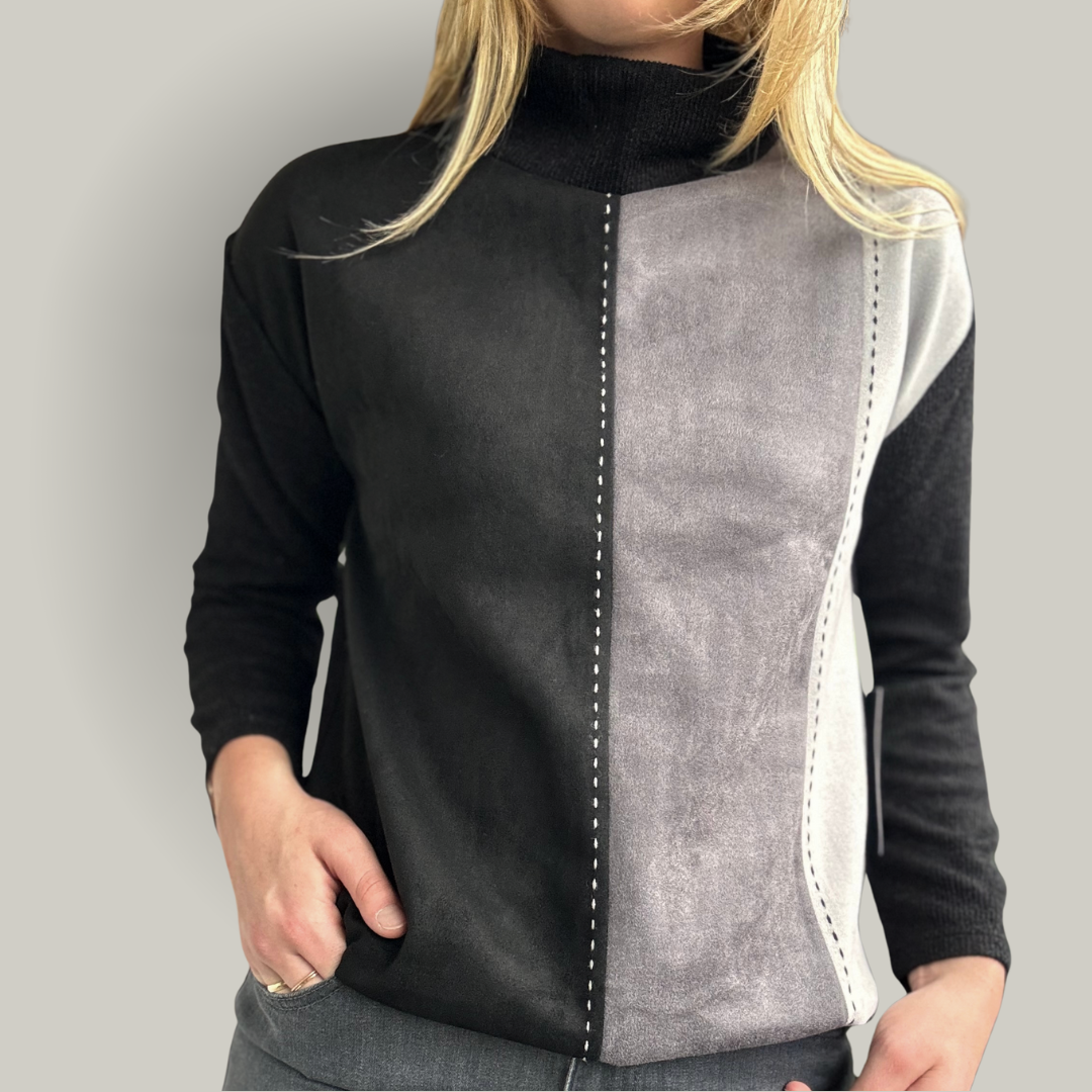 Trisha Tyler - Ultra Suede Color-Block Sweater