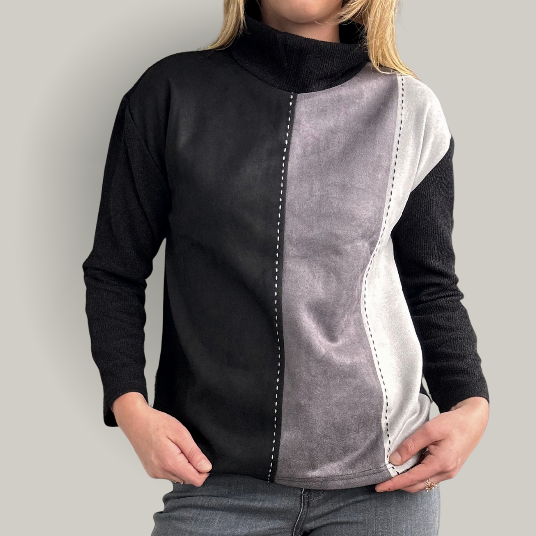 Trisha Tyler - Ultra Suede Color-Block Sweater