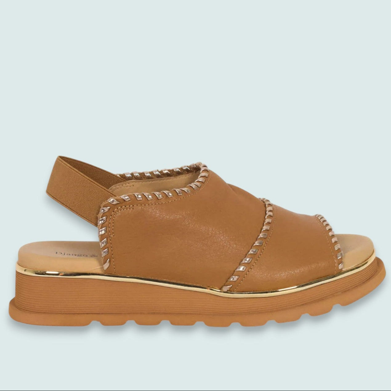 Django & Juliette - Leather Slingback Sandal with Whipstitch Detail