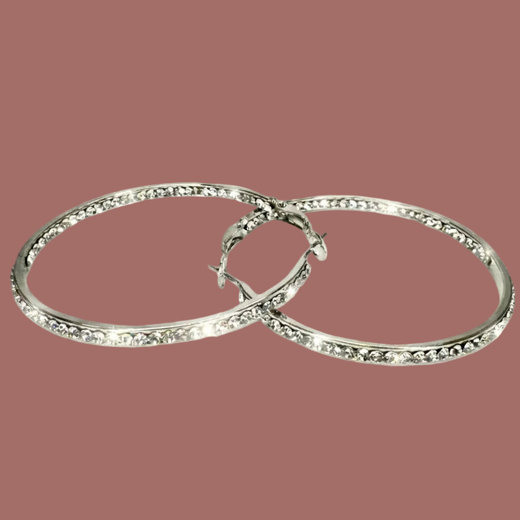 Jacqueline Kent - 50mm Crystal Hoop Earrings
