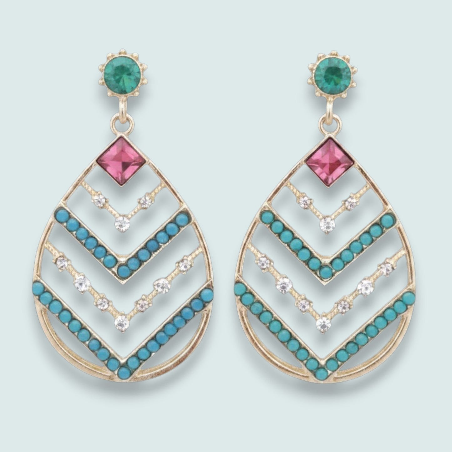 Audrey's - Jewel-Tone Teardrop Statement Earrings
