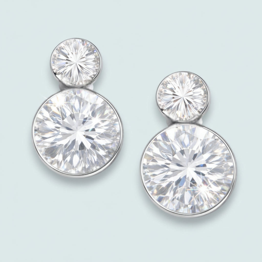 Audrey's - Crystal Cascade Round Stud Earrings