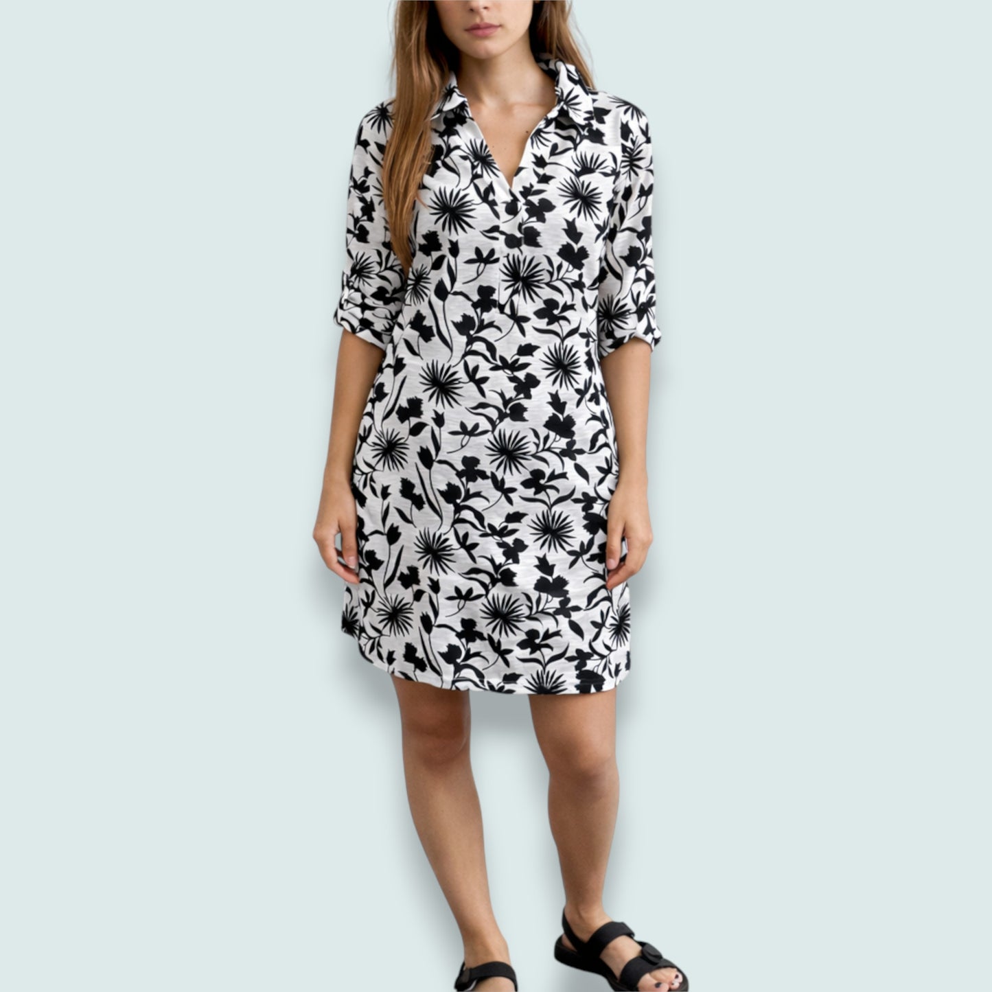 Tango Mango - Modern Botanical Shirt Dress