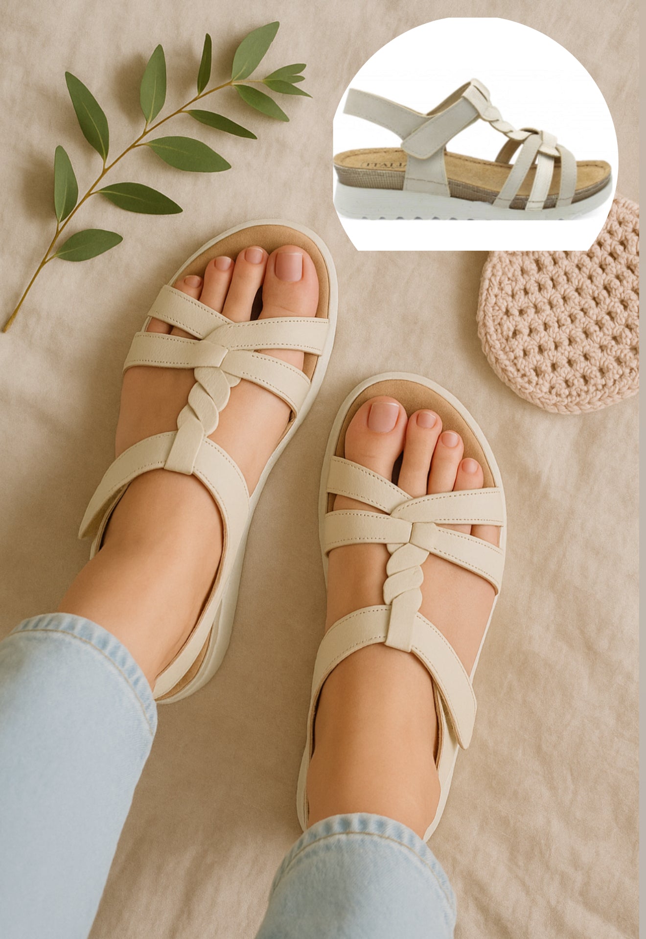 Stefania - Sandals With Velcro Strap