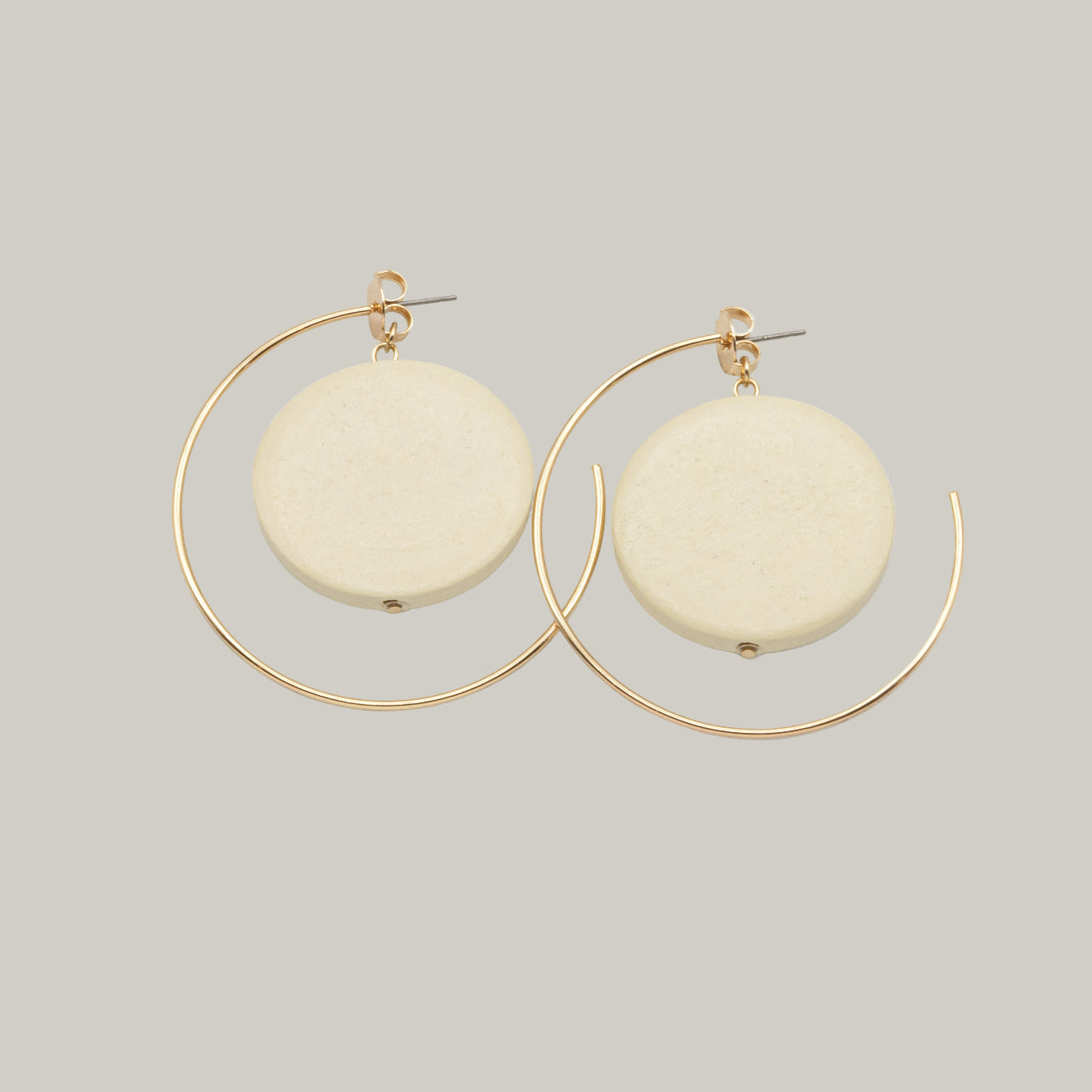 Audrey's - Hoop Earrings With Wooden Discs