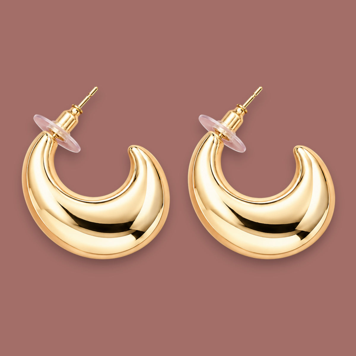 Merx - Polished Chunky Crescent Hoop Earrings