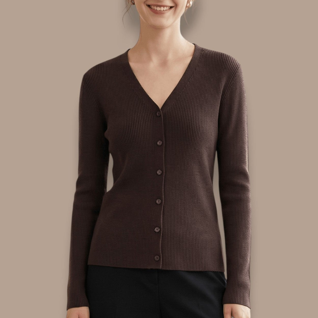 DKR - Long Sleeve Ribbed V-Neck Cardigan