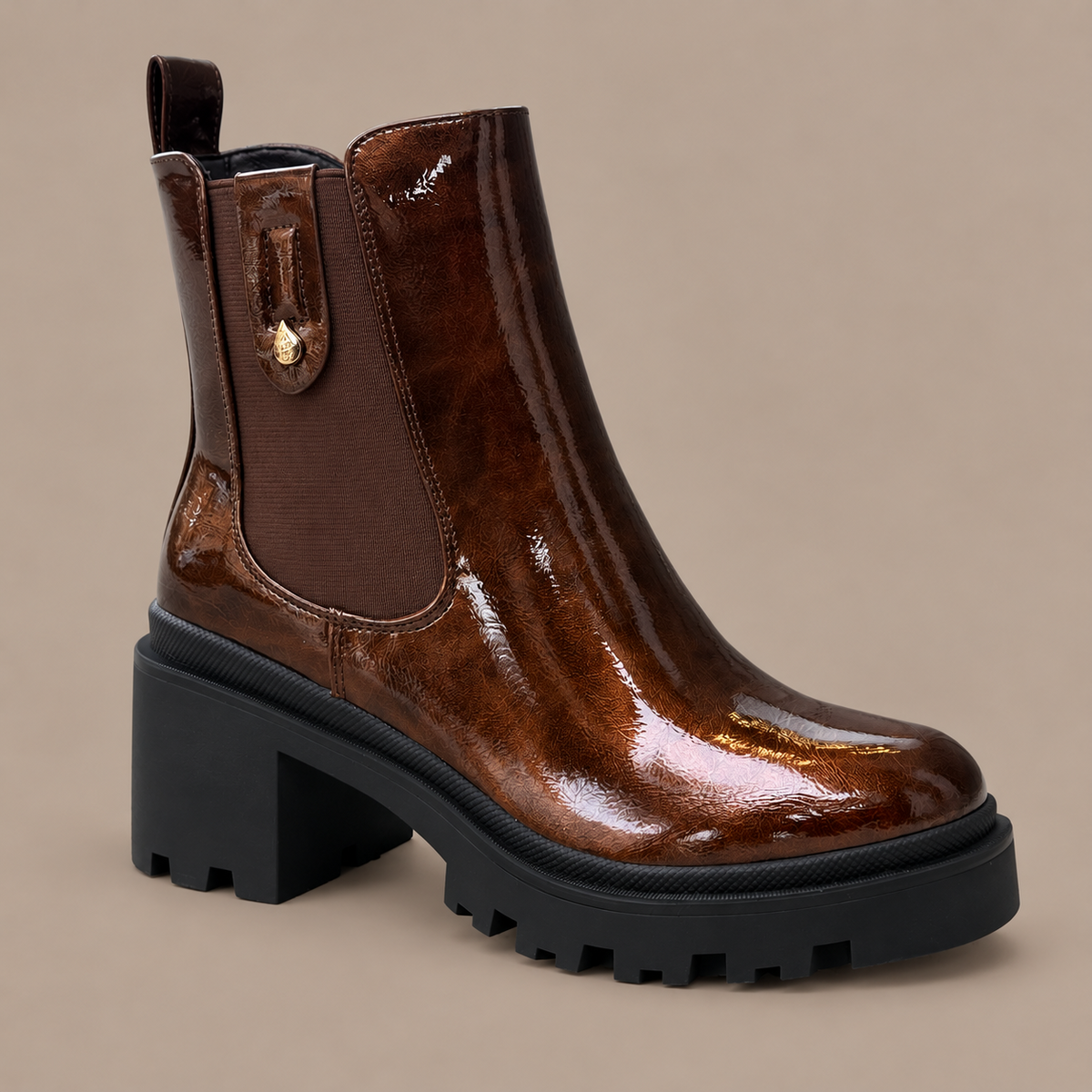 Aqua-Flex - Chunky Metallic Block Heel Bootie